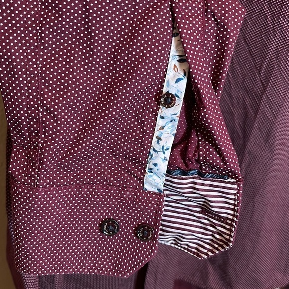 Denim & Flower Polka Dot Button Down Dress Shirt Size XL Slim Fit - Picture 5 of 10